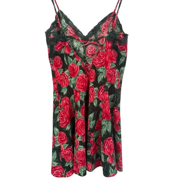 🌹Victoria’s Secret Gold Label Vintage 90’s Rose Satin Slip Mini Dress Small - Picture 5 of 6